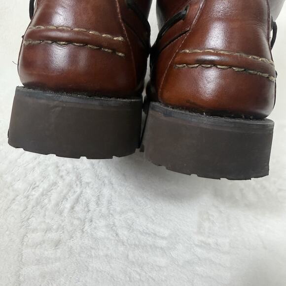 G.H. Bass Caratunk Leather Boat Boots Vibram Lug Sole Moc Toe Brown Size 13M main image 12